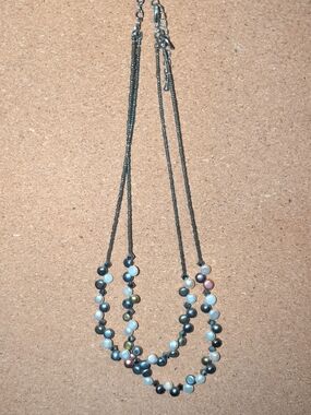 Multicolor Pearl Bead Double Strand Necklace - Women Jewelry
